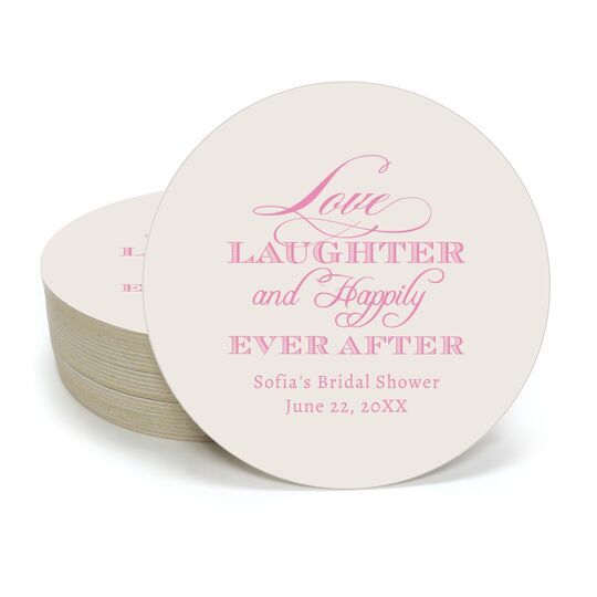 Love Laughter Ever After Round Coasters